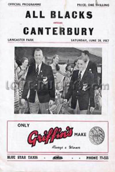 1957 Canterbury v New Zealand  Rugby Programme